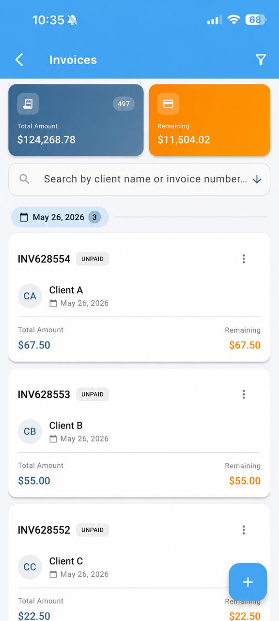 Tijarati Pro invoices screen